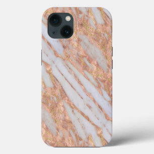 Feminine Pink and White Striated Marble Pattern iPhone 13 Case