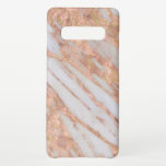 Feminine Pink and White Striated Marble Pattern Samsung Galaxy Case<br><div class="desc">Beautifully feminine,  this unique design features an abstract marble pattern in striated bands of pink and white with subtle gold sparkles. You can add a name or monogram if you wish to personalize this case.</div>