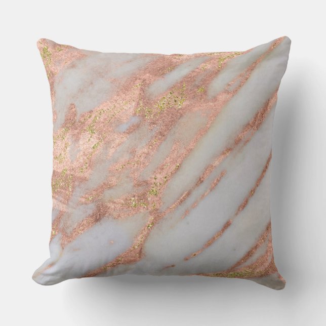 Feminine Pink and White Striated Marble Pattern Throw Pillow (Front)