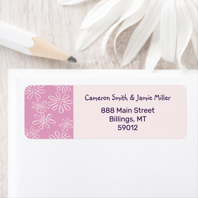 Feminine Pink Blush Floral Doodle Return Address (Insitu)