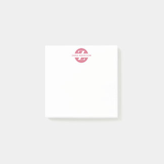 Feminine Pink Circle Name Business Monogram Post-it Notes