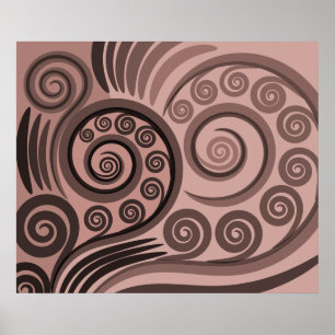 Feminine Pink Fern-Frond Curls Poster