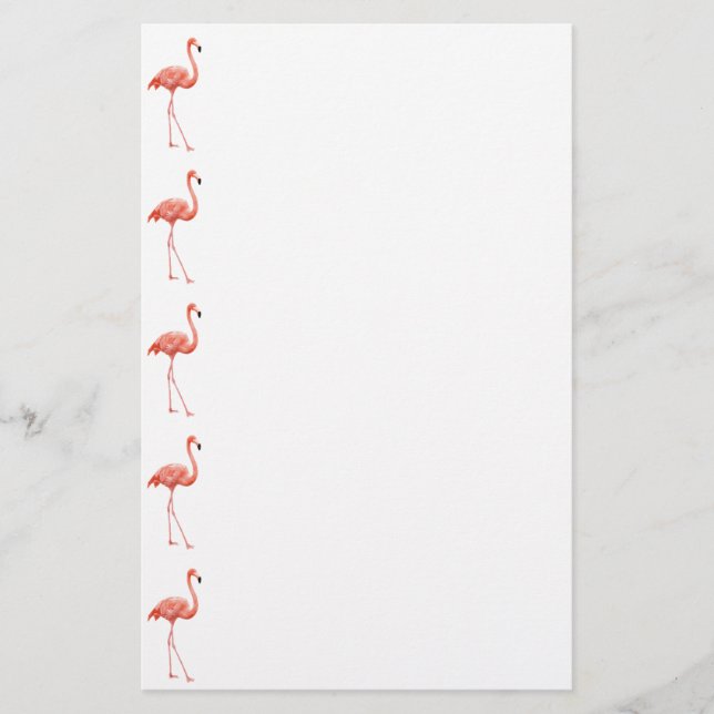 Feminine Pink Flamingo Pattern Stationery (Front)