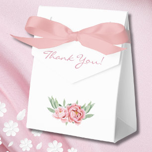 Feminine Pink Floral Peony Bridal Shower Favor Box