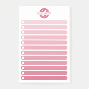 Feminine Pink Gradient Monogram To Do List Post-it Notes