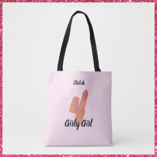 Feminine Pink Lipstick Tote Bag