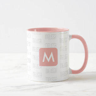 Feminine Pink Monogram Mug for Her