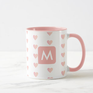 feminine pink mug with her initial (custom M)