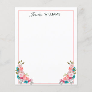 Feminine Pink Red Rose Floral Watercolor