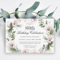 Feminine Pink Roses 80th Birthday Party