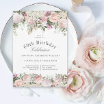 Feminine Pink Roses Floral 60th Birthday Party Invitation<br><div class="desc">A beautifully feminine party invitation to celebrate a 60th birthday in elegant style,  this Irresistible floral design is bordered in charming pink roses,  mixed flowers and trailing greenery  All of the text may be personalized for your party,  including the guest of honour's age.</div>