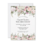 Feminine Pink Roses Floral 90th Birthday Party