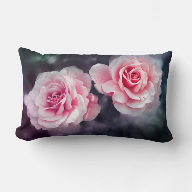 Feminine Pink Roses Floral Photo Lumbar Pillow (Front)
