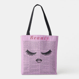 Feminine Pink Shoulder Tote with Lash Illustration