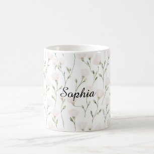 Feminine Pretty Blush Pink Flowers Coffee Mug