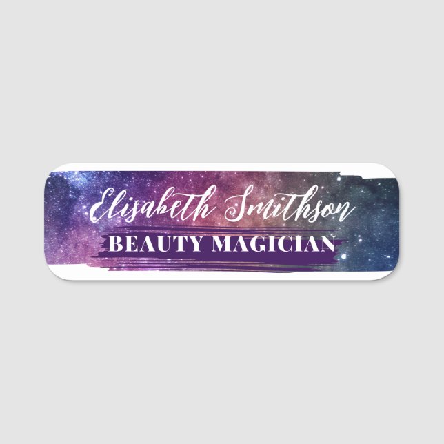  Feminine Purple Celestial Personalized ID Badge (Front)