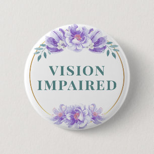 Feminine Purple Rose Floral Vision Impaired 2 Inch Round Button