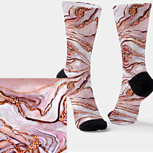 Feminine Quartz Rose Gold Marble Texture Socks