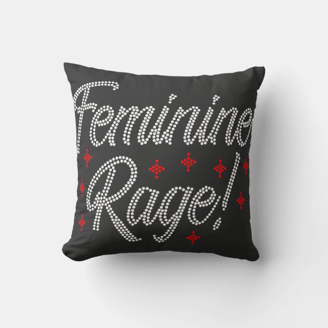 Feminine Rage Rhinestone Design Throw Pillow (Front)