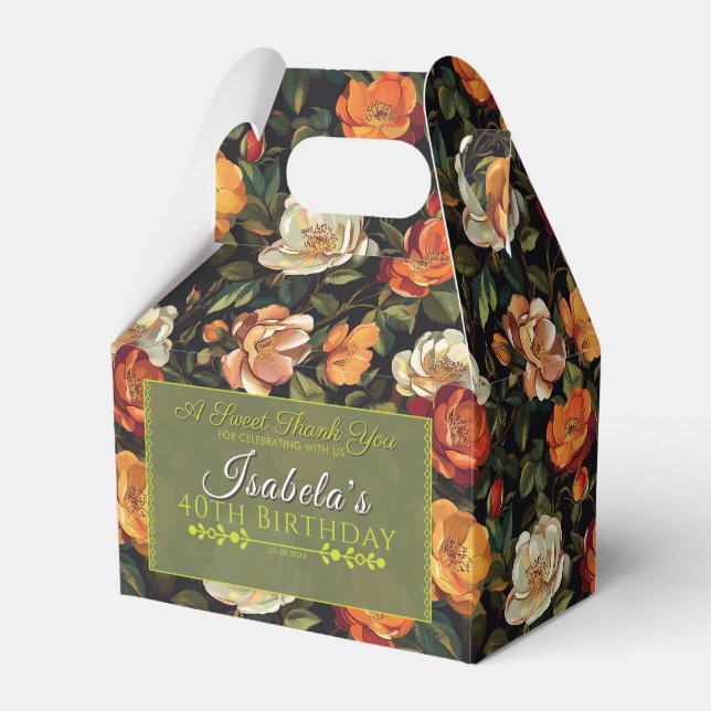 Feminine Rose Floral Birthday Celebration Favor Box (Front Side)