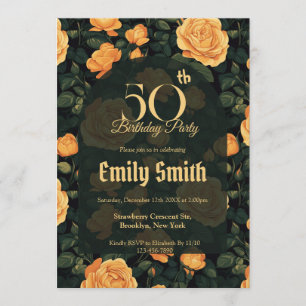 Feminine Rose Sparkle Milestone Birthday Invitation