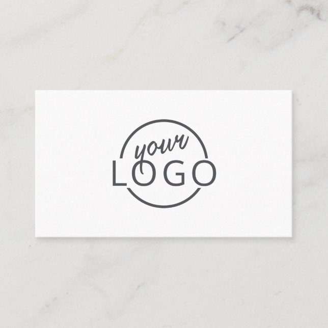 Feminine script custom logo modern white minimal business card (Front)