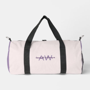 Feminine Script Type Initials & Name Blush Violet Duffle Bag