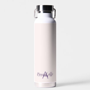 Feminine Script Type Monogram & Name Blush Violet Water Bottle