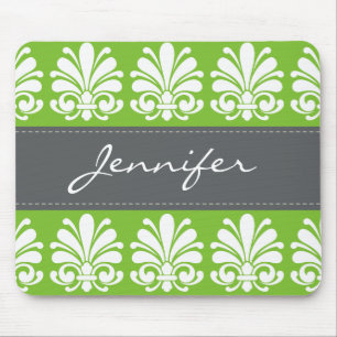 Feminine Shell Flourish Damask Personalized Mouse Pad