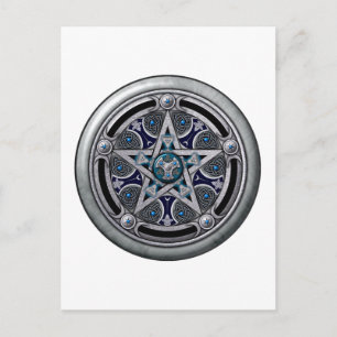 Feminine Silver Pagan Pentacle Postcard
