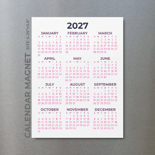 Feminine Simple Pink 2027 Magnetic Calendar