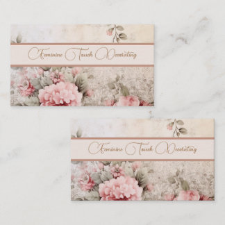 Feminine soft neutral coloured floral business card