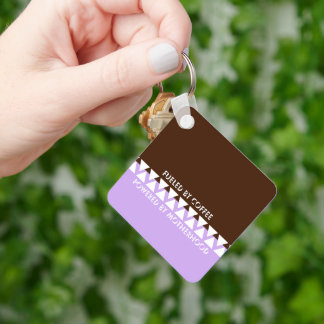 Feminine Striped Typography | Coffee Mom Quote Keychain