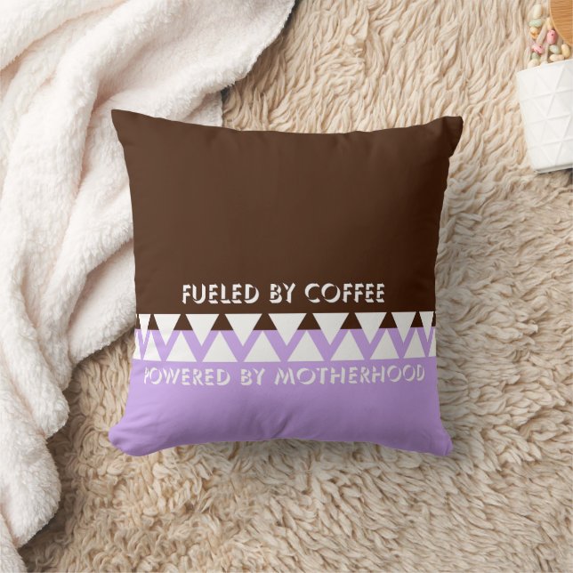 Feminine Striped Typography | Coffee Mom Quote Throw Pillow (Blanket)