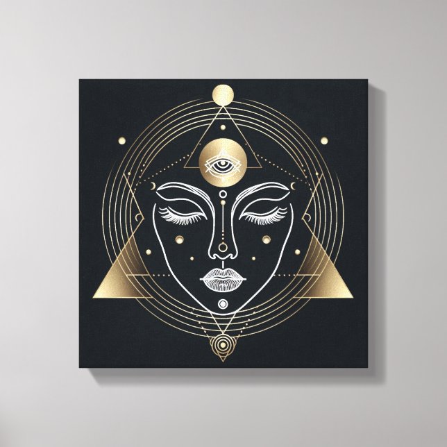 Feminine Third Eye with Golden Geometry Canvas Print (Front)