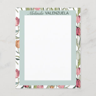 Feminine Tulip Floral Watercolor Personalized