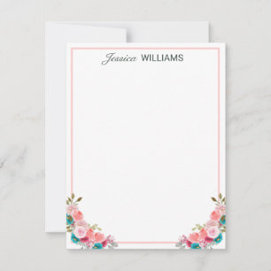 Feminine Tulip Floral Watercolor Personalized  Card