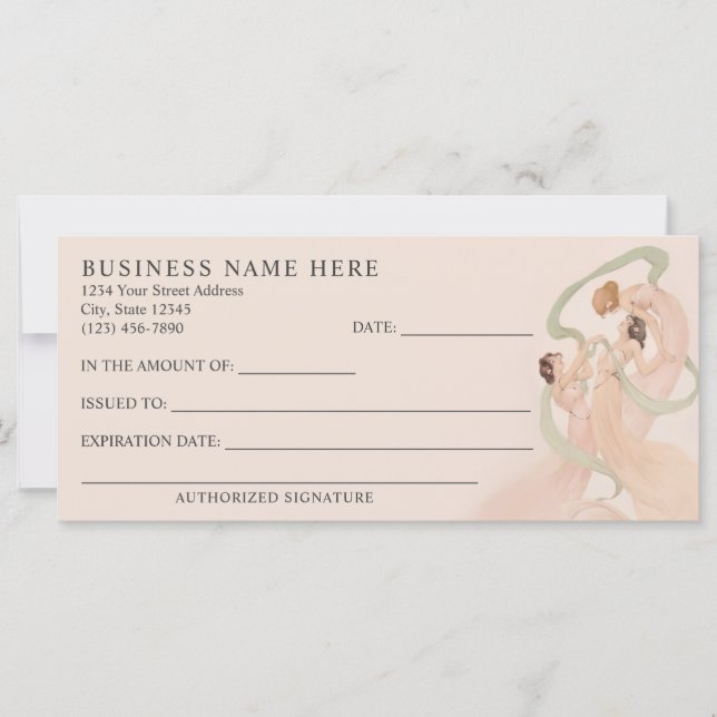 Feminine Vintage Nouveau Mayflies Gift Certificate (Front)