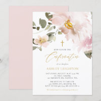 Feminine Watercolor Blush Flowers Confirmation