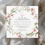 Feminine Watercolor Floral 30th Birthday Party Invitation<br><div class="desc">This unique square 30th birthday party invitation has delicate watercolor spring blossoms and wildflowers encircling the your text in a wreath. Colours include shades of pink from pastel to vibrant deep pink along with beige florals and wispy greenery. Personalize the text template with your details. You can change the title...</div>