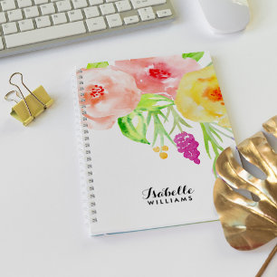 Feminine Watercolor Floral Notebook