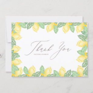 Feminine Watercolor Lemon Frame Wedding Thank You
