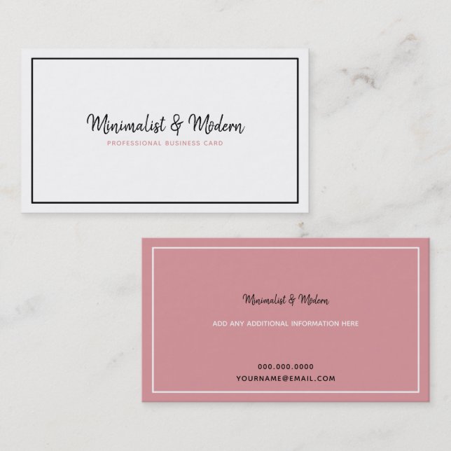 feminine white pink elegant professional business card (Front/Back)