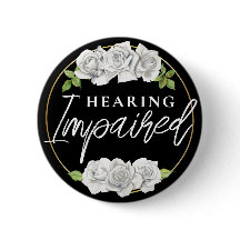 Feminine White Rose Floral Hearing Impaired