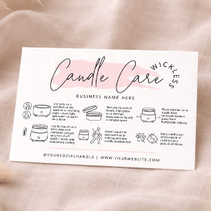 Feminine Wickless Candle Care Instructions Guide Business Card