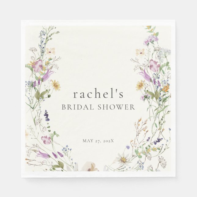 Feminine Wildflower Bridal Shower Napkins (Front)