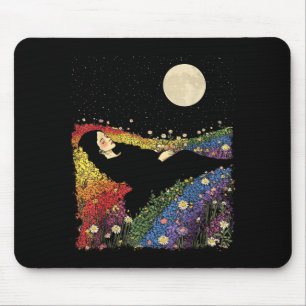 Feminine women's cute floral rainbow colour mouse pad