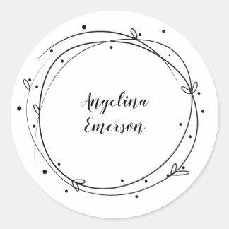 Feminine Wreath Handmade  Classic Round Sticker