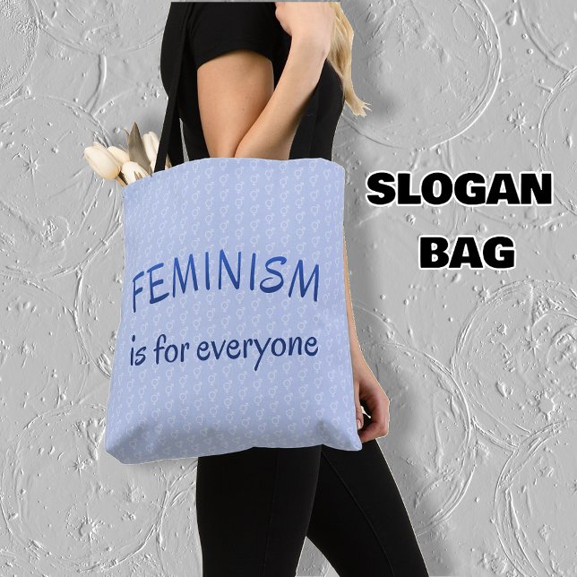 Feminism for everyone blue patterned tote bag (Creator Uploaded)
