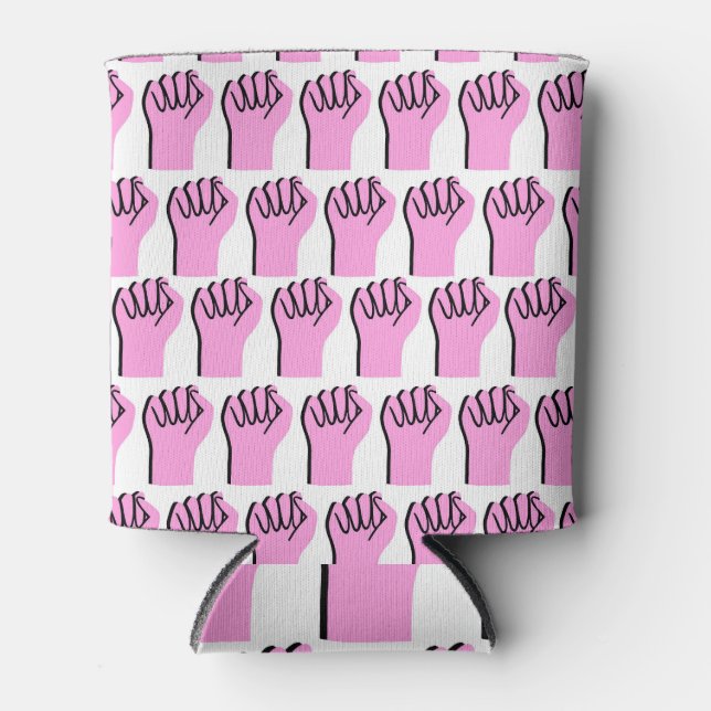 Feminism Power: Symbolic Vintage Pattern Can Cooler (Front)